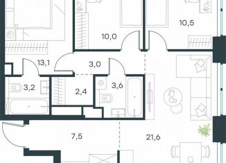 Продается 4-ком. квартира, 78.9 м2, Москва, жилой комплекс Левел Звенигородская, к1