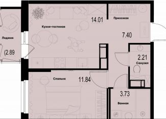 Продается 1-ком. квартира, 40.1 м2, Мурино