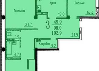 3-комнатная квартира на продажу, 103 м2, Воронеж, улица Академика Конопатова, 17, ЖК Спутник