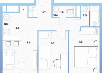 Двухкомнатная квартира на продажу, 41.9 м2, Москва, Окская улица, 7А, метро Окская