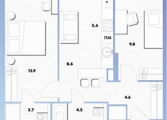 Продается двухкомнатная квартира, 51 м2, Москва, Окская улица, 7А, метро Окская