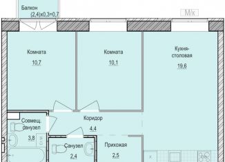 Продается двухкомнатная квартира, 53.5 м2, село Первомайский