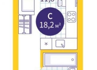 Квартира на продажу студия, 18.2 м2, Тюмень, ЖК ДОК, Краснооктябрьская улица, 4Ак2