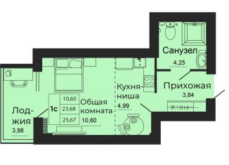 1-ком. квартира на продажу, 25.7 м2, Ростовская область, улица 1-й Пятилетки, 2