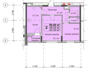 Продаю 2-комнатную квартиру, 50.6 м2, Нижний Новгород, Цветочная улица, 13, ЖК Цветы