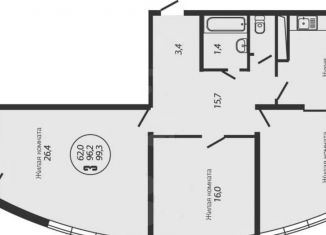 Продам трехкомнатную квартиру, 102 м2, Краснодар, ЖК Маршал, Гаражная улица, 87