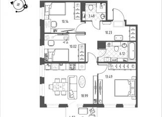 Продаю 3-ком. квартиру, 73.7 м2, Санкт-Петербург, метро Площадь Ленина