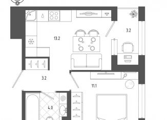 1-ком. квартира на продажу, 33.4 м2, Санкт-Петербург, метро Балтийская, Измайловский бульвар, 11