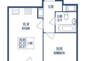 Продажа однокомнатной квартиры, 35 м2, Санкт-Петербург, проспект Королёва, проспект Королёва