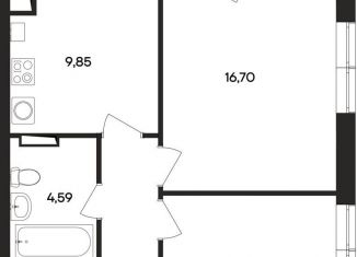 Продам двухкомнатную квартиру, 51.7 м2, поселок городского типа Заозерное