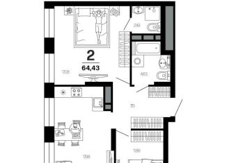 Продается 2-комнатная квартира, 64.4 м2, Рязанская область