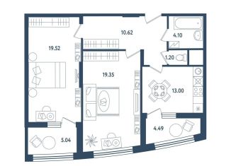 Продажа 2-комнатной квартиры, 72.6 м2, Сестрорецк