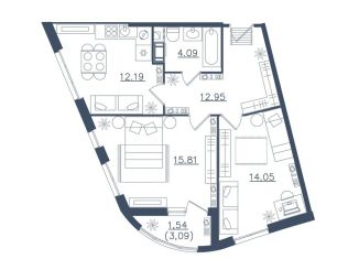 Двухкомнатная квартира на продажу, 60.6 м2, Сестрорецк