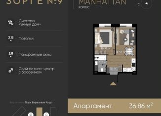 Продается 1-комнатная квартира, 36.9 м2, Москва, Хорошевский район, улица Зорге, 9