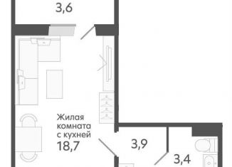 Продается квартира студия, 29.6 м2, село Криводановка