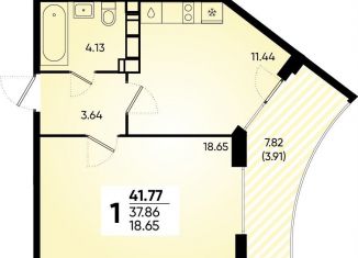 Продам 1-ком. квартиру, 41.8 м2, Краснодар, микрорайон Губернский