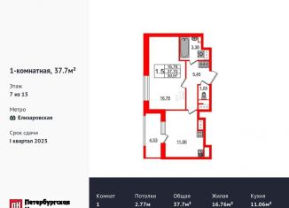 Продаю 1-комнатную квартиру, 37.7 м2, Санкт-Петербург, метро Елизаровская, Дальневосточный проспект, 23