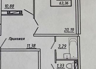 Продается 2-ком. квартира, 59.5 м2, Новосибирск, улица Дмитрия Шмонина, 10/2, ЖК Матрёшкин Двор