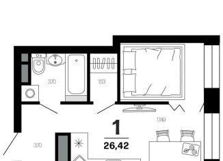 1-комнатная квартира на продажу, 26.4 м2, Рязань