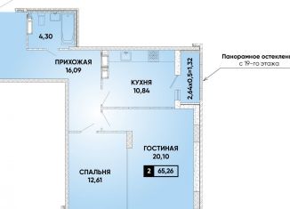 Продается двухкомнатная квартира, 65.3 м2, Краснодар, микрорайон Губернский, улица имени Героя Николая Шевелёва, 13