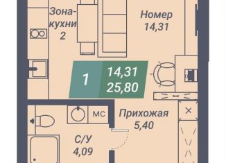 Продается квартира студия, 25.8 м2, Новосибирск, Светлановская улица, 46/1