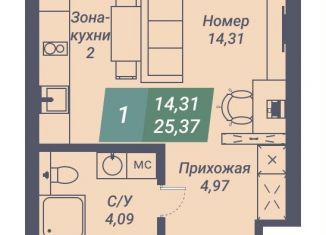 Продается квартира студия, 25.4 м2, Новосибирск, Светлановская улица, 46/1