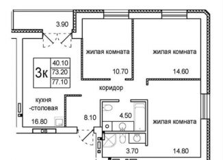 Продается трехкомнатная квартира, 77.1 м2, Новосибирск, метро Речной вокзал, улица Кирова, 342