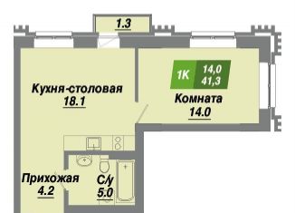 Продам 1-комнатную квартиру, 41.3 м2, Новосибирск, метро Заельцовская