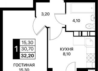 Продается 1-комнатная квартира, 32.2 м2, Ростов-на-Дону, Первомайский район