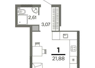 Продается квартира студия, 21.9 м2, Рязань, Октябрьский район