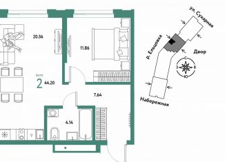 Продам 2-комнатную квартиру, 44.2 м2, Новосибирск