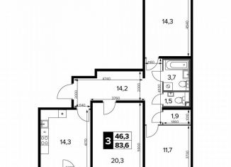 Продается трехкомнатная квартира, 84 м2, Москва, Ленинградское шоссе, 228к6, ЖК Первый Ленинградский