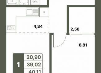 Продажа 1-комнатной квартиры, 40.1 м2, Республика Башкортостан, село Миловка, 22