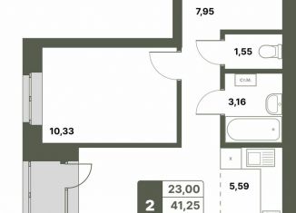 Продажа 2-ком. квартиры, 42.6 м2, село Миловка