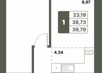 Продажа 1-ком. квартиры, 39.8 м2, село Миловка