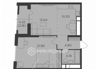 Продается 2-ком. квартира, 57 м2, Москва, улица Петра Алексеева, 14, ЖК Кутузов Град 2