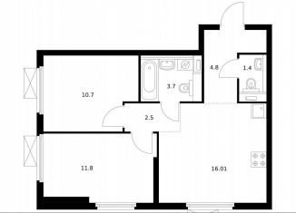 Продам 2-ком. квартиру, 50.9 м2, Москва, метро Дубровка