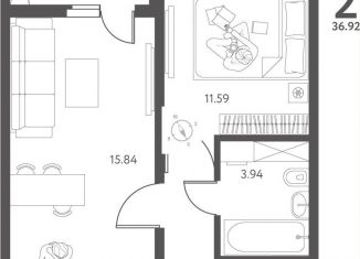 Продажа 1-комнатной квартиры, 36.9 м2, Липецкая область, улица Перова, 2Д