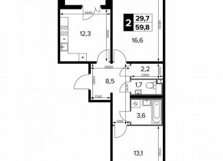 Продам 2-комнатную квартиру, 59.8 м2, Москва, Молжаниновский район, Ленинградское шоссе, 228к6