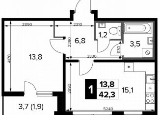 Продам 1-ком. квартиру, 42.3 м2, Москва, Ленинградское шоссе, 228к7, Молжаниновский район