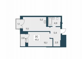 Продается 2-комнатная квартира, 48.2 м2, Новосибирск, метро Гагаринская