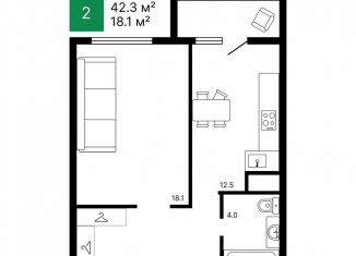 Продаю 1-ком. квартиру, 42.3 м2, Пензенская область, Ключевая улица, 99