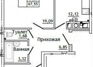 Продается 2-комнатная квартира, 67.6 м2, Смоленск, Промышленный район, улица Крупской, 54Б