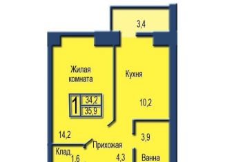 Продаю 1-комнатную квартиру, 35.9 м2, Орловская область, бульвар Героев, 6