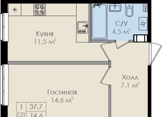 Продается 1-комнатная квартира, 37.7 м2, Великий Новгород, улица Вересова, 7