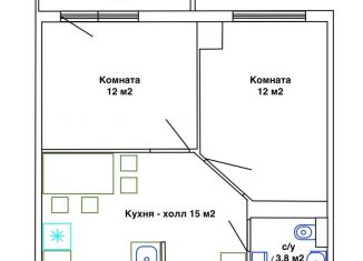 Продажа двухкомнатной квартиры, 46.6 м2, Пушкин, улица Архитектора Данини, 5, ЖК Самое Сердце