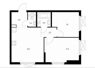 Продажа двухкомнатной квартиры, 47.4 м2, Котельники, ЖК Кузьминский Лес
