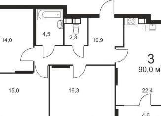 Продается трехкомнатная квартира, 90 м2, Нижний Новгород, ЖК Дом на Маковского, улица Маковского, 25