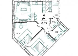 Продам 2-комнатную квартиру, 68.9 м2, Тюмень, Калининский округ