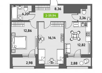 Продажа 2-ком. квартиры, 59.9 м2, Санкт-Петербург, ЖК Триумф Парк